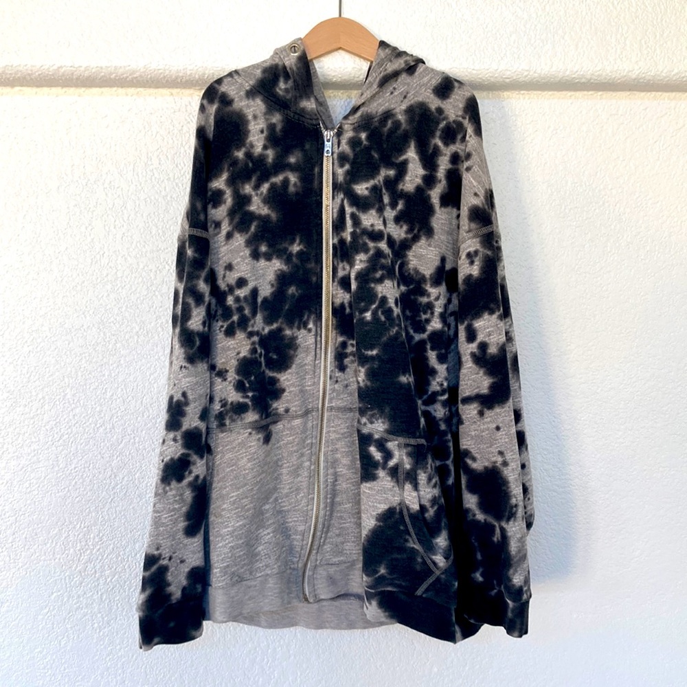 BDG Oversized Grey and Black Zippered Hooded Sweatshirt size XS